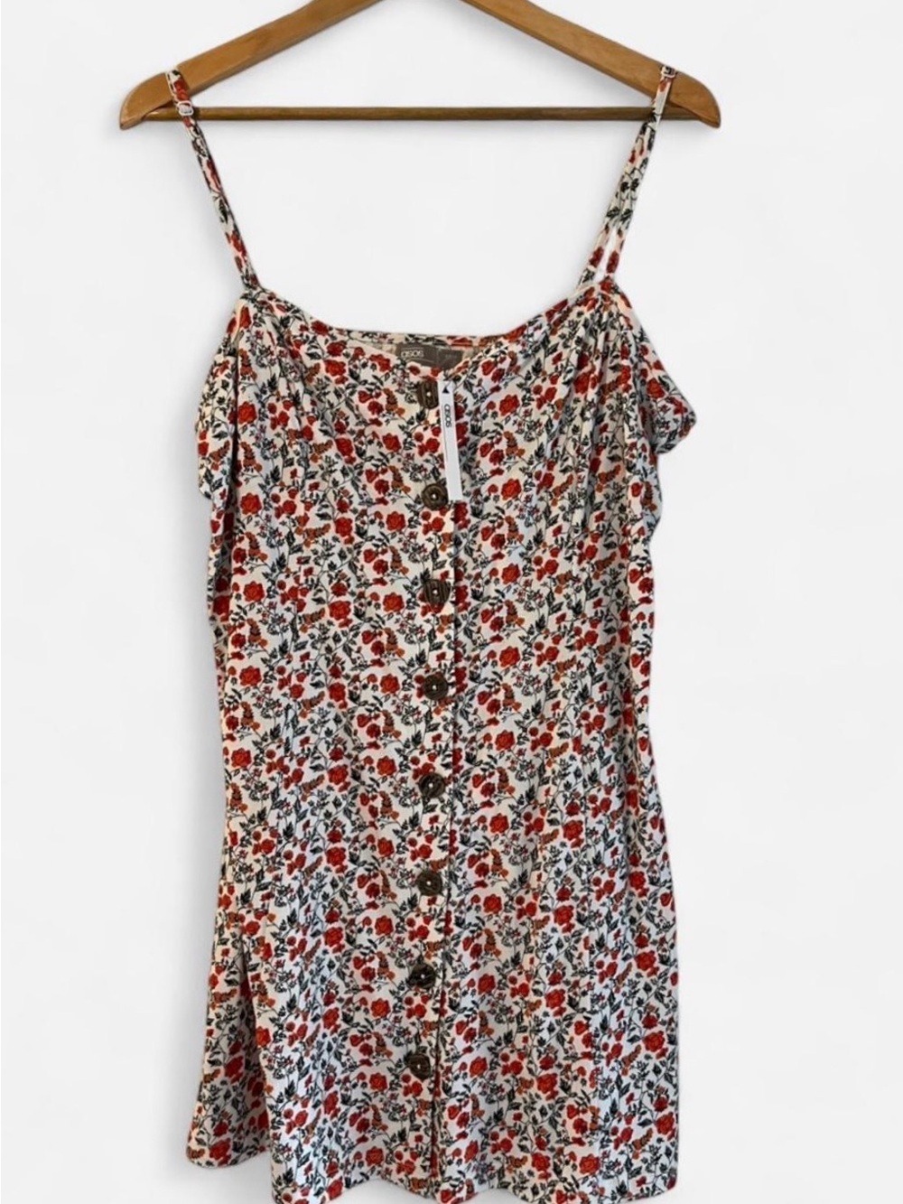 ASOS Floral Button Front Mini Dress Spaghetti Strap Size 10 NWT